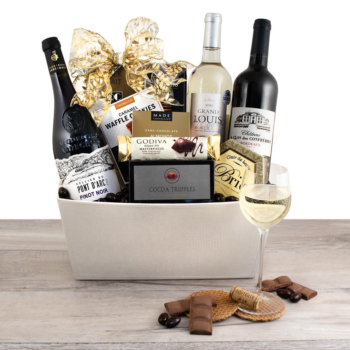 French Trio Wine Gift Basket By Wine Basket , Wine Gift Baskets , Gift Baskets Delivered