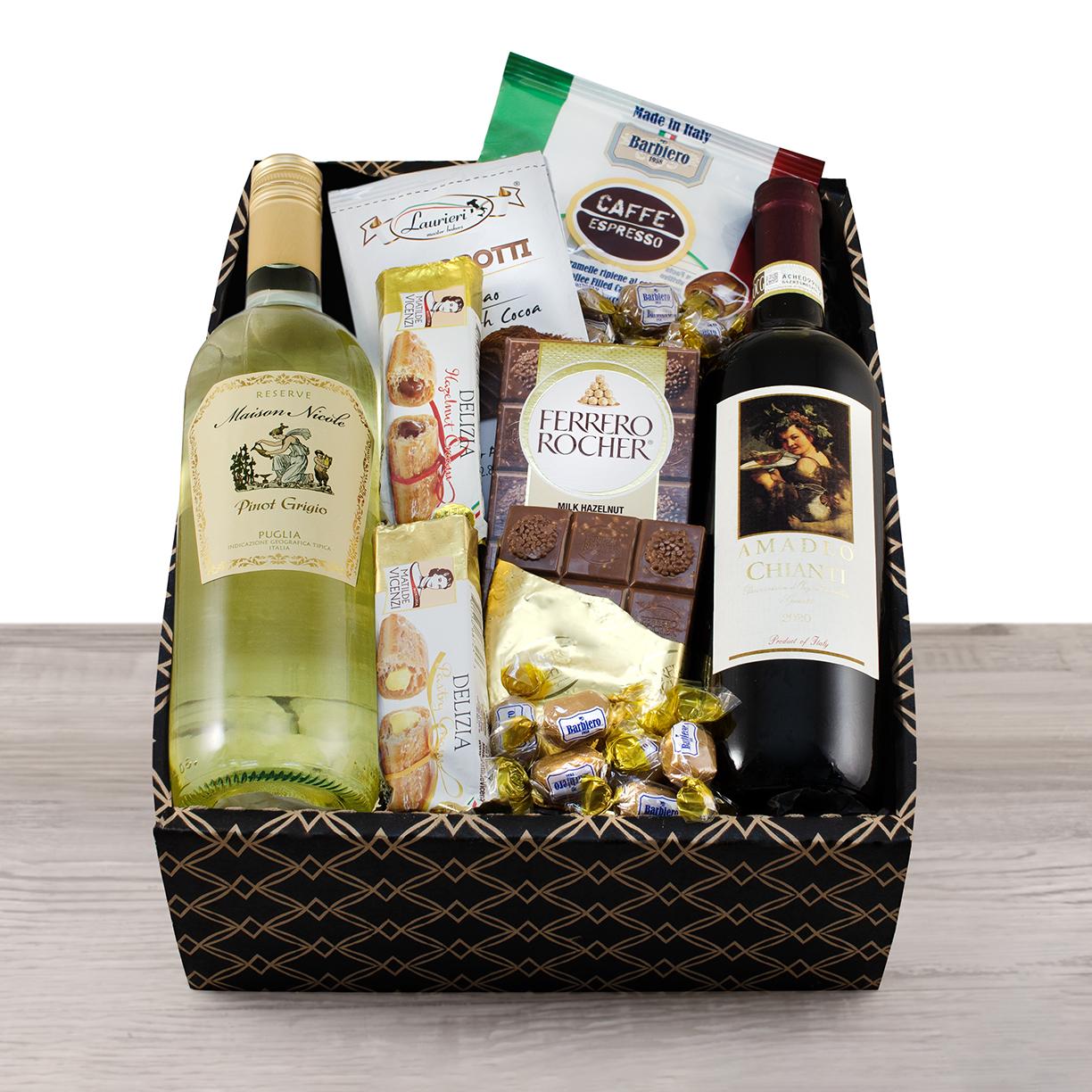 Italian Duo Wine Gift Box By Wine Basket , Wine Gift Baskets , Gift Baskets Delivered