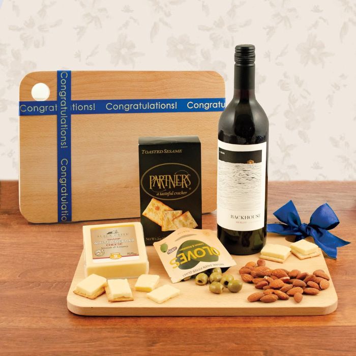 Congrats Wine and Cheese Board Gift